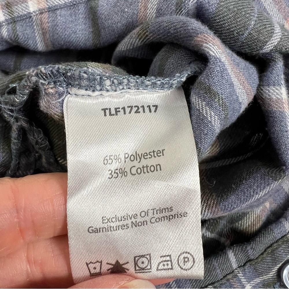 Triple Five Soul blue Plaid Flannel Lace-Up Long Sleeve Top Size L - Picture 5 of 8